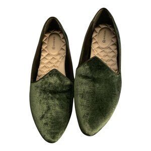 Birdies Starling Green Velvet Flats Size 8 Preowned Excellent Condition